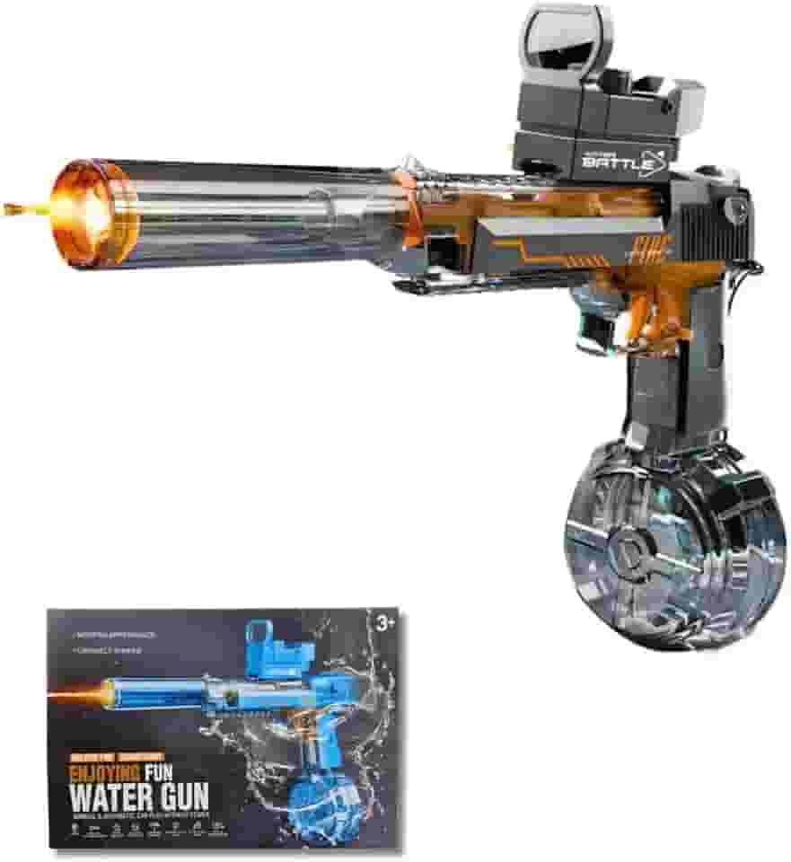 Desert Eagle Pistola de Água Premium, Automática com LED, Azul e Cinza, Água Brinquedo Com Disparo Realista