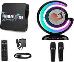 Aparelho TV Karaoke Box 18.000 Músicas Com Pontuação, Sistema de Busca, Numeração, Altera Tonalidade, Cx Som, 2 Mic S/Fio