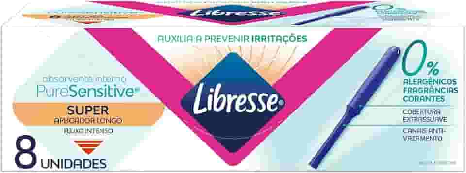 Libresse Pure Sensitive, Absovente interno Super com Aplicador longo, 8 unidades