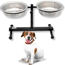 Comedouro Duplo Elevado Médio Preto 1200ml Alto Ajustável Regulável Duplo Para Cachorro