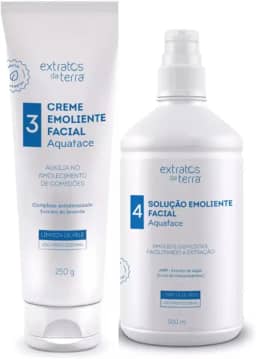 Kit Emoliente Aquaface Extratos da Terra - Creme e Solução Emoliente para Limpeza de Pele Profunda - Uso Profissional