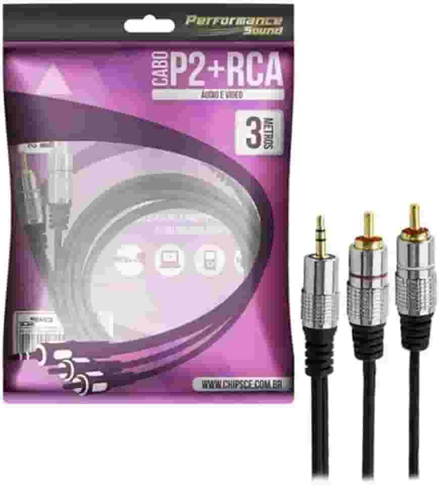 PIX Cabo P2+Rca Fitz - P2 Estereo X 2 Rca Macho Plug Metal - 3M