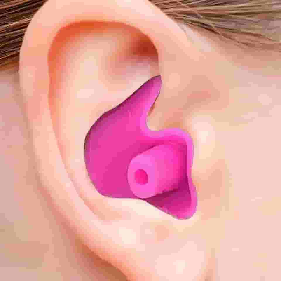 Protetor de Ouvido para Natação em Silicone Flexível, Tampão Auricular - Adulto (Rosa, Tamanho único)