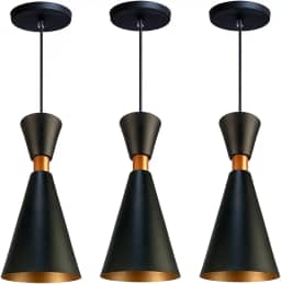 Kit 3 Pendente Lustre Luminária Mini Pequim Preto 24cm
