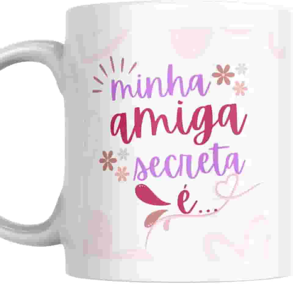 Caneca Porcelana Personalizada Presente Amigo Oculto Secreto da Onça Natal Minha Amiga Secreta