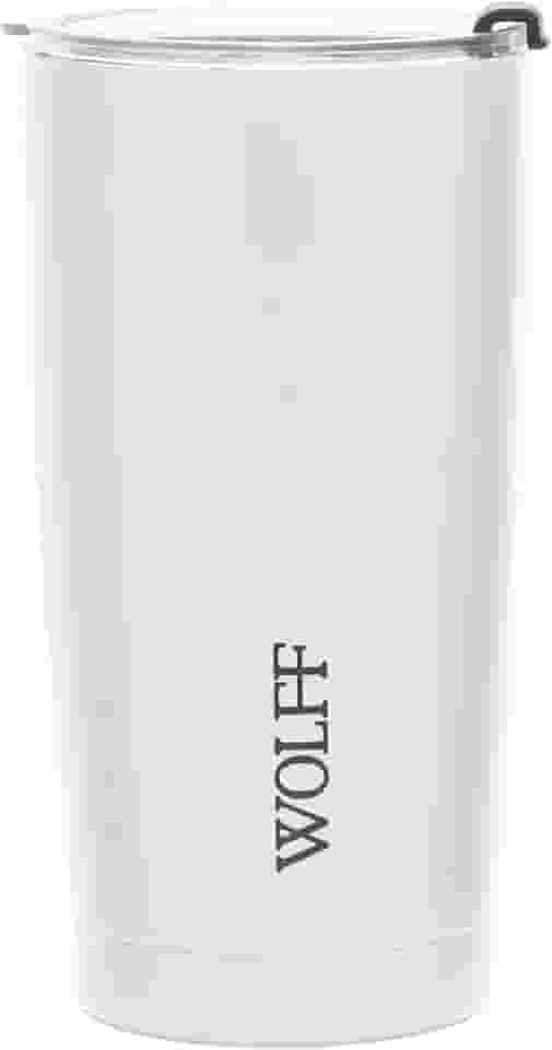 WOLFF - Copo Térmico de Aço Inox Parede Dupla Com Tampa 600ml Branco - Para Viagem - Mantém a Bebida na Temperatura Ideal