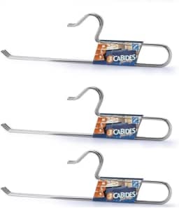 Kit 09 Cabides para Calças Com Gancho - Aço Cromado Resistente - Ideal para Shorts, Bermudas, Calças e Saias - Organize Seu Guarda-Roupa