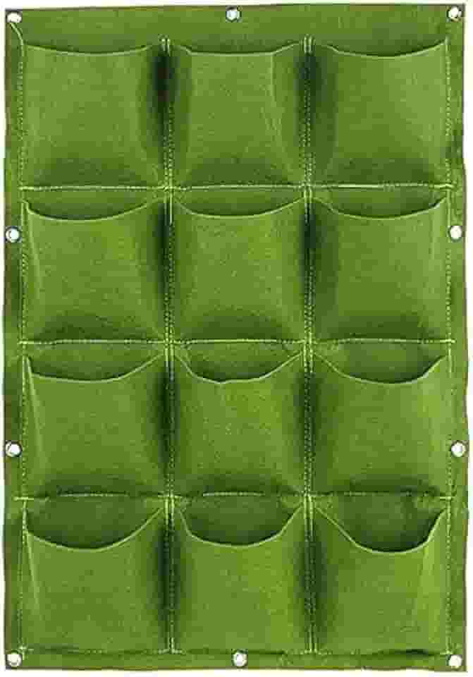 Painel de Jardim Vertical em Feltro com 12 Bolsos | Suporte para Plantas, Hortas e Decoração de Paredes | Cultive Temperos e Plantas na Parede