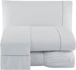 Jogo De Lençol King 100% Algodão 400 Fios Egipicios 4 PEÇAS Lençol de cima (CINZA, KING 4 PEÇAS)