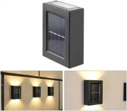 KIT 4 Arandela Solar Slim Goldensky 2 Focos Luminária Parede Externa À Prova D 'Água Luz Branco Quente