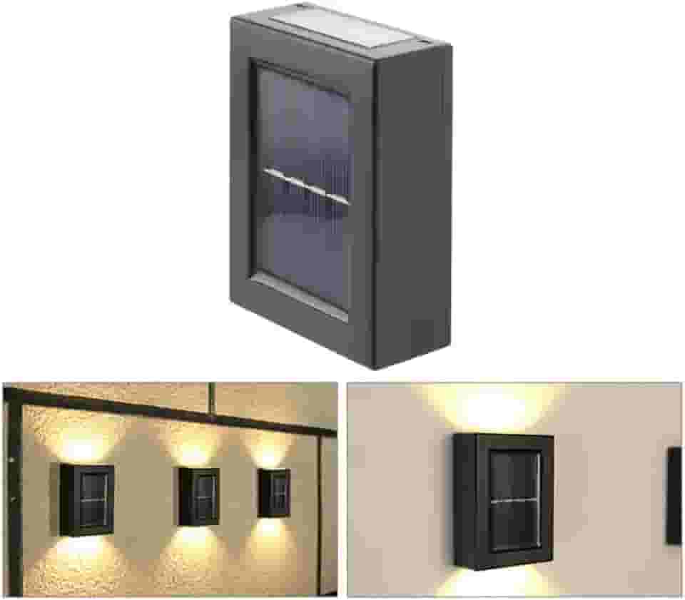 KIT 4 Arandela Solar Slim Goldensky 2 Focos Luminária Parede Externa À Prova D 'Água Luz Branco Quente