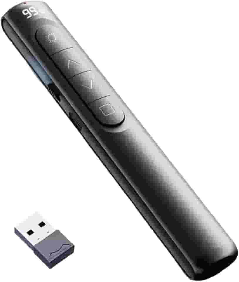 Apresentador de Slides Sem Fio 2.4GHz com Laser Vermelho, Caneta PowerPoint Controle Remoto para PPT, Aulas, Reuniões, Palestras, Simpósios, Congressos, Avançador de Slides Multimídia Profissional