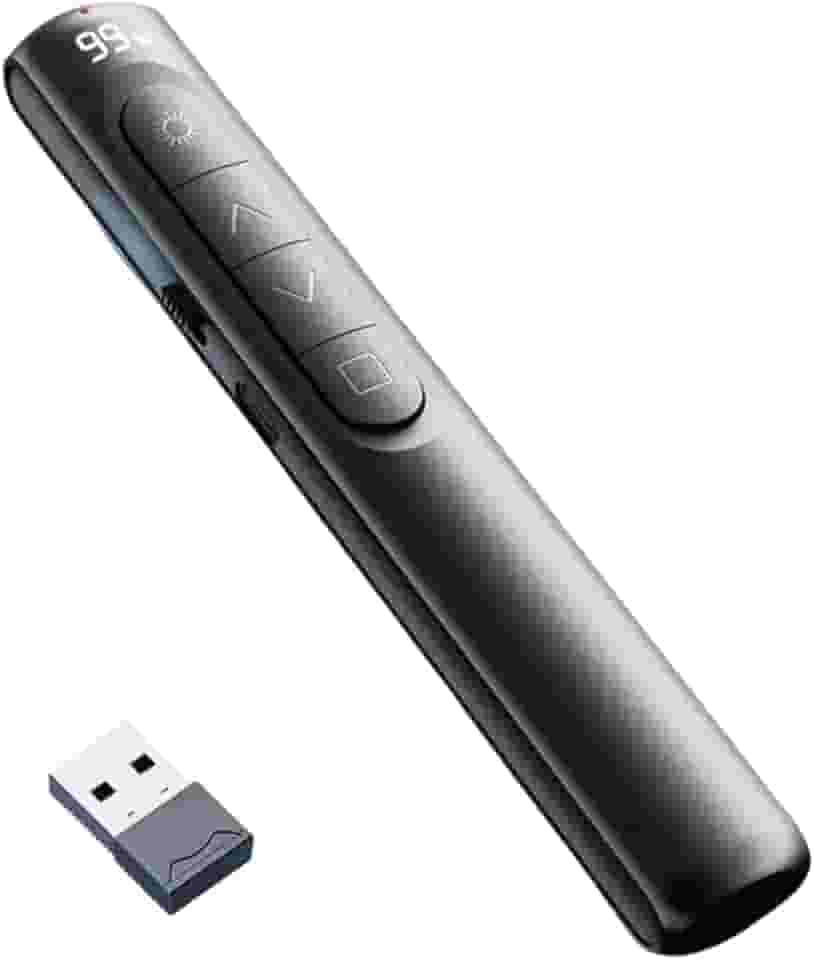 Apresentador de Slides Sem Fio 2.4GHz com Laser Vermelho, Caneta PowerPoint Controle Remoto para PPT, Aulas, Reuniões, Palestras, Simpósios, Congressos, Avançador de Slides Multimídia Profissional