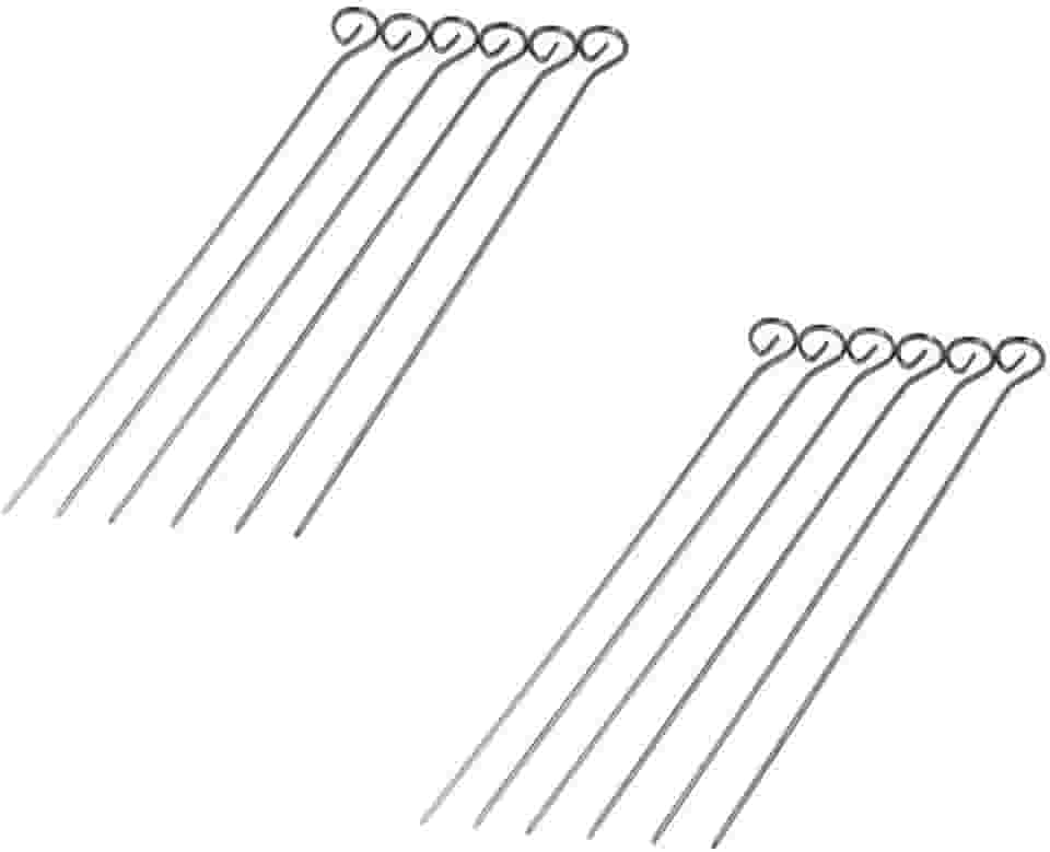 Kit Espetinhos Para Churrasco 30 Cm 12 pçs Reutilizavel - Espeto em Metal