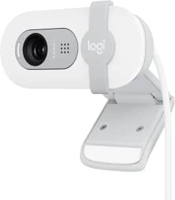 Webcam Full HD Logitech Brio 100 com Microfone Integrado, Proteção de Privacidade, Correção Automática de Luz e Conexão USB-A - Branco