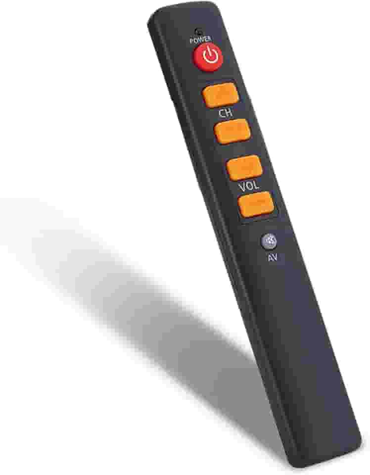 Controle remoto universal de botão grande para idosos, 6 teclas de aprendizagem simples para TV/STB/DVD//HiFi/VCR, etc. Distância remota de 10 m/33 pés