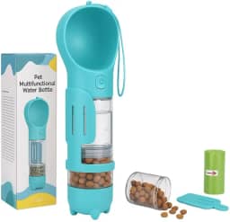 Garrafa 4 em 1 para Pets | Bebedouro, Porta Ração, Pá e Saquinhos | Ideal para Viagens e Passeios com Cães e Gatos
