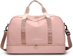 Bolsa de Viagem com Compartimento para Sapatos, Cinza e Rosa, Alça Transversal, Mala Esportiva para Academia e Viagens (Rosa)