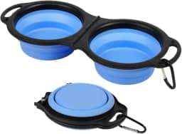 Tigelas Portáteis Dobráveis para Pets 2 em 1 – Comedouro e Bebedouro de Silicone com Mosquetão para Viagens, Passeios e Camping