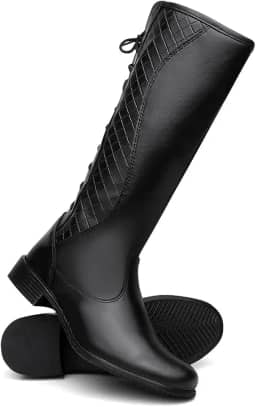 Bota Feminina Cano Longo Montaria Com Ajuste de Amarração