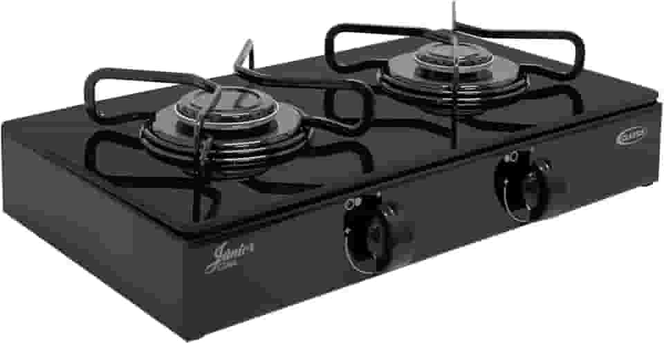 Fogão a Gás portátil Clarice Junior 2 Bocas glass preto