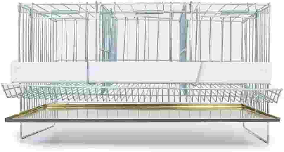 Gaiola para Codorna Poedeira Japonesa Pequena Aves com Divisória Coxo Comedouro E Bebedouro