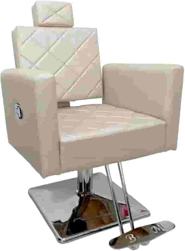 Poltrona Cadeira Reclinável P/Barbeiro Maquiagem Salão (Champanhe Acetinado)