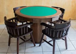 Mesa de Carteado com Gavetas e Porta copos Vintage - 1,09x0,80 - Com xadrez - Verde