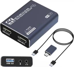 Placa de Captura de Vídeo Hdmi 4K Usb 3.0,1080p 60 HZ com Áudio para Celular para Streaming Gravação Transmissão Captura de Audio Hdmi, Aplicável a Toda a Plataforma, Jogos de Vídeode