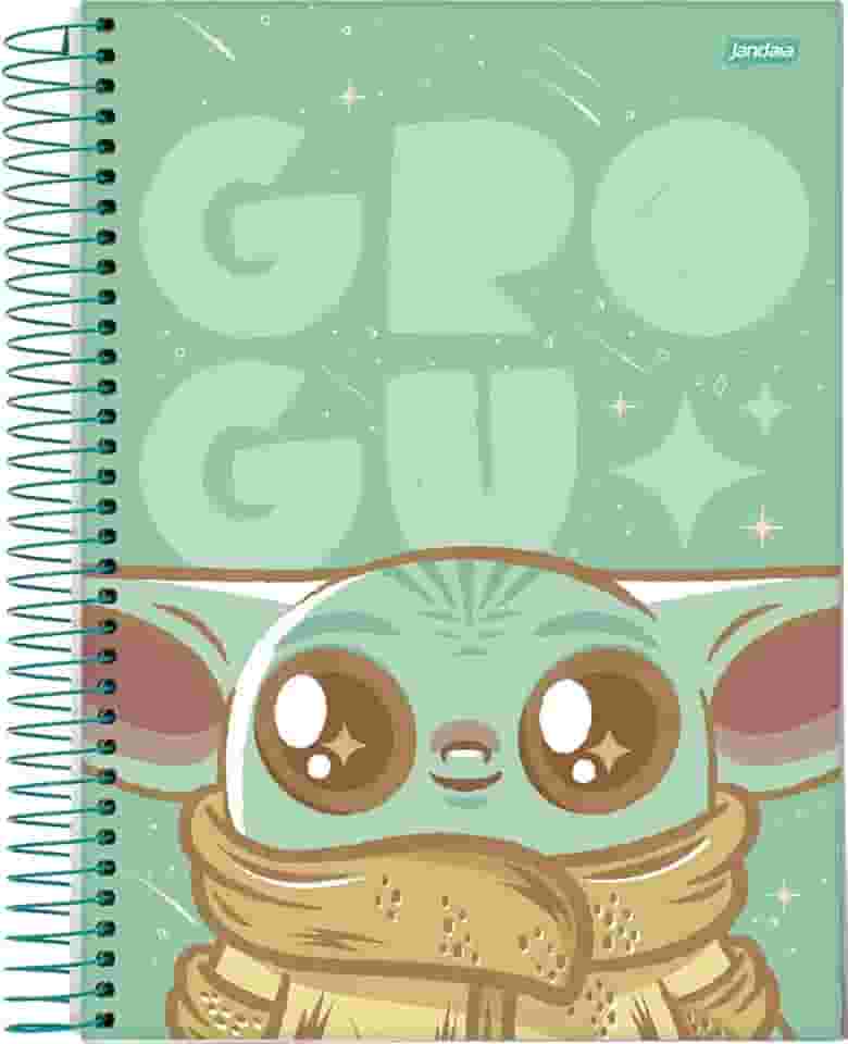 Caderno Espiral Univ CD 10 Matérias 160 Fls Grogu Fundo Verde FSC - Jandaia