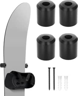 Suporte e suporte de parede para snowboard – Sistema de armazenamento de snowboard de borracha PU com suporte de parede, acessórios de snowboard premium para pranchas com fixações, suporte de exibição