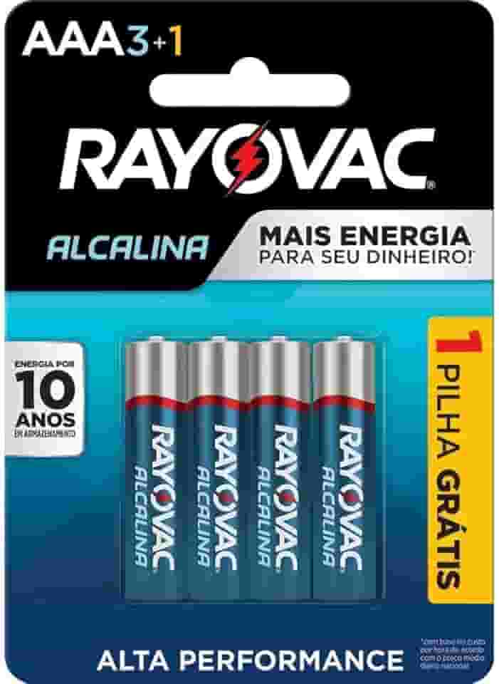 Pilha, Rayovac, Alcalina 20324, Azul, AAA, Palito, Pacote de 4