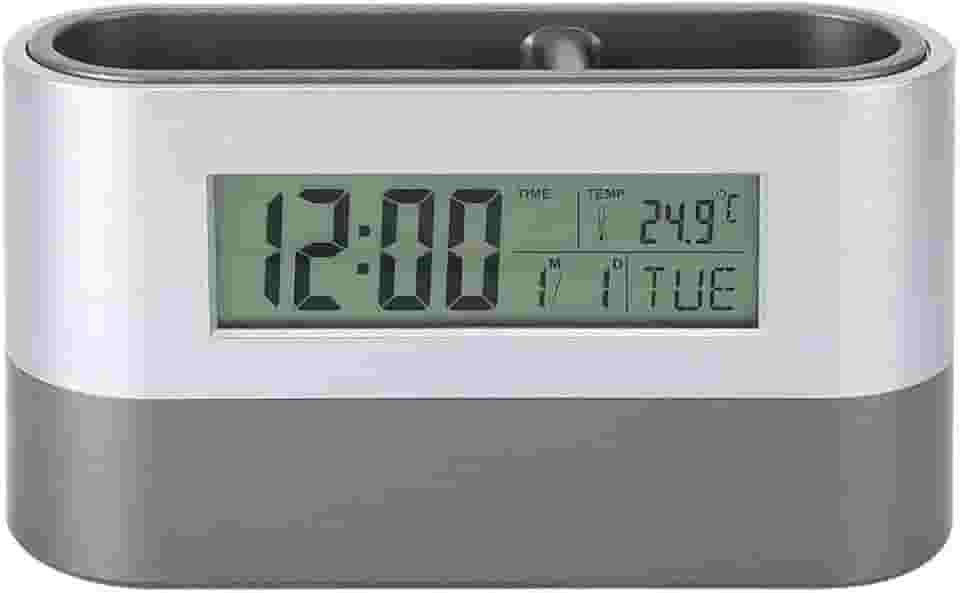 Relógio Eletrônico Digital LCD Com Calendário Perpétuo, Visor De Temperatura E Porta-caneta Inovador