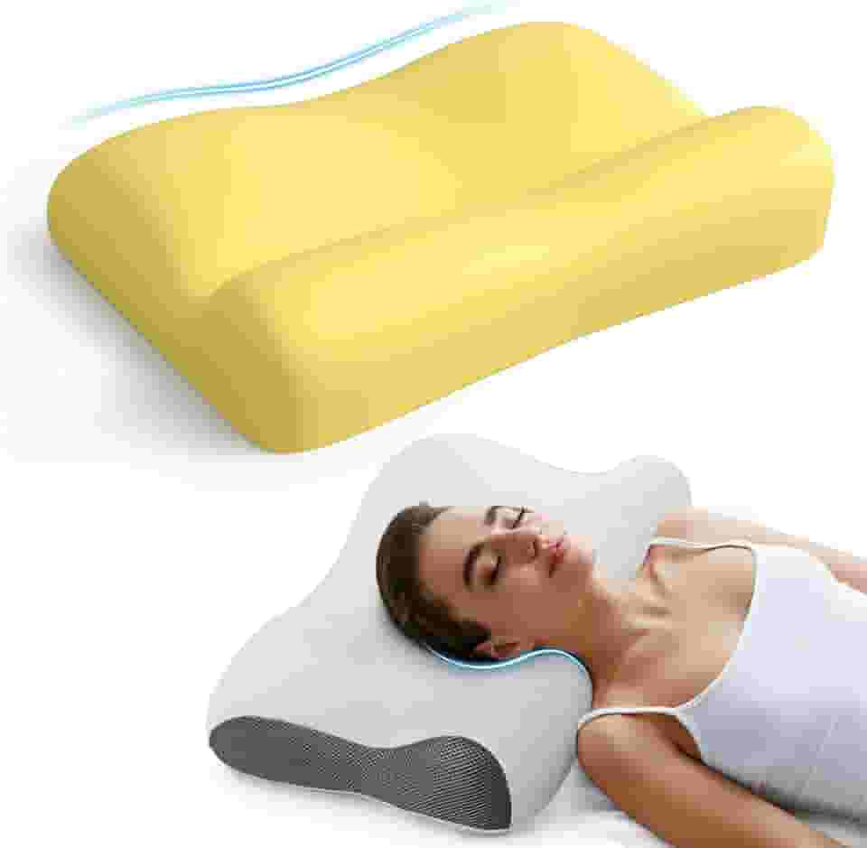 Travesseiro de cama de espuma viscoelástica para dormir, suporte ergonômico para pescoço cervical, travesseiro ortopédico para dormir de estômago nas costas, alívio da dor no pescoço e no ombro,