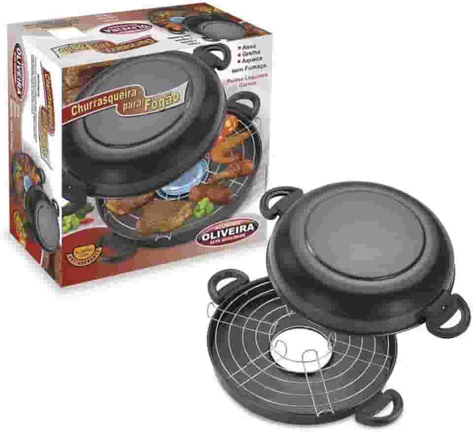 Churrasqueira Para Fogão Antiaderente N°30 Na Caixa Aluminio Oliveira Churrasqueira Para Fogão Antiaderente N°30 Na Caixa Preto No Voltagev