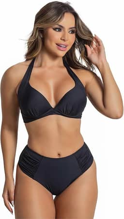 Biquíni Sunquíni Feminino Cortinão com Alças Largas e Calcinha Disfarça Barriga Alta Sustentação