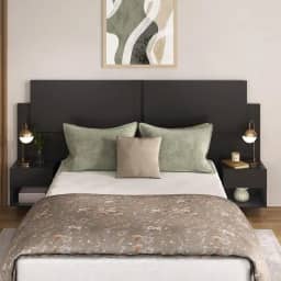 Cabeceira Casal/queen com 2 Mesas de Cabeceira 232cm Multimóveis Mp4317 Preto