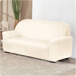 Capa de Sofá 3 Lugares com Elástico Agarradinha em Tecido Malha Gel Cores Diversas (Palha)