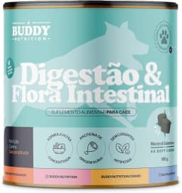 Buddy Nutrition - Digestão & Flora Intestinal | 60 Soft Chews | Proteína De Origem Suína | Prebióticos, Probióticos, Betaglucanas, Espirulina, Cúrcuma, FOS, MOS, Tocoferol, Cúrcuma, Vitamina D3