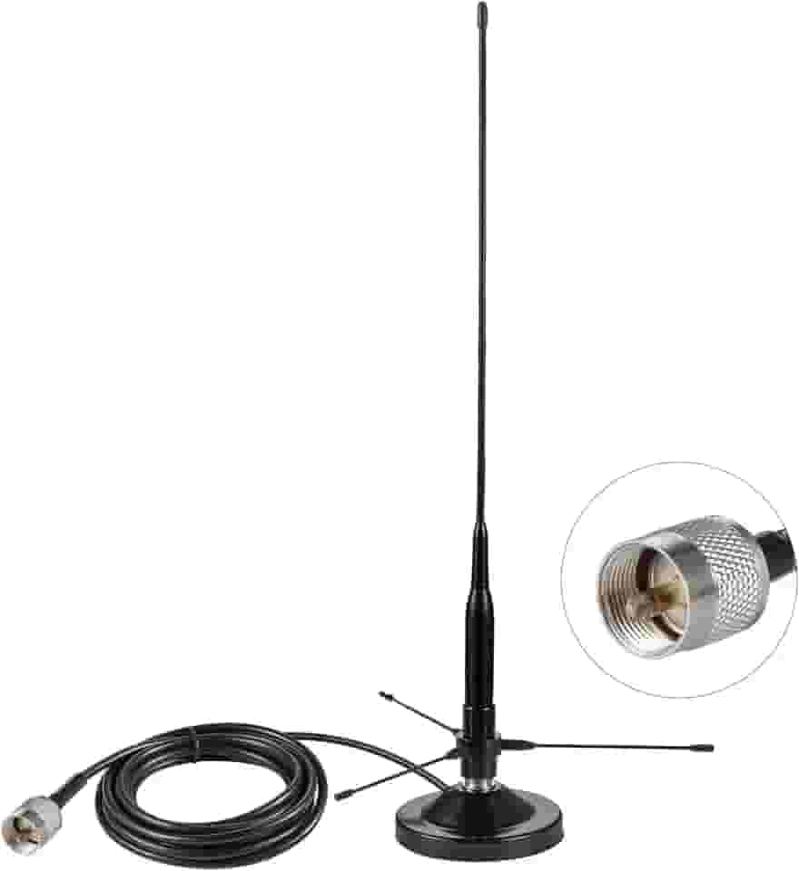 UHF VHF Dual Band 136-174MHz 400-470MHz Antena de chicote macio de montagem de base magnética com kit de plano de terra, antena de rádio amador móvel para veículo com conector macho PL259 para rádio