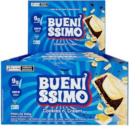 Barra de Proteína Mais do que Bom é Bueníssimo Assada Zero Açucar Under Labz - Caixa com 12 Unidades - 9g de Proteína, ideal para Pré e Pós treino. (Cookies N Cream)