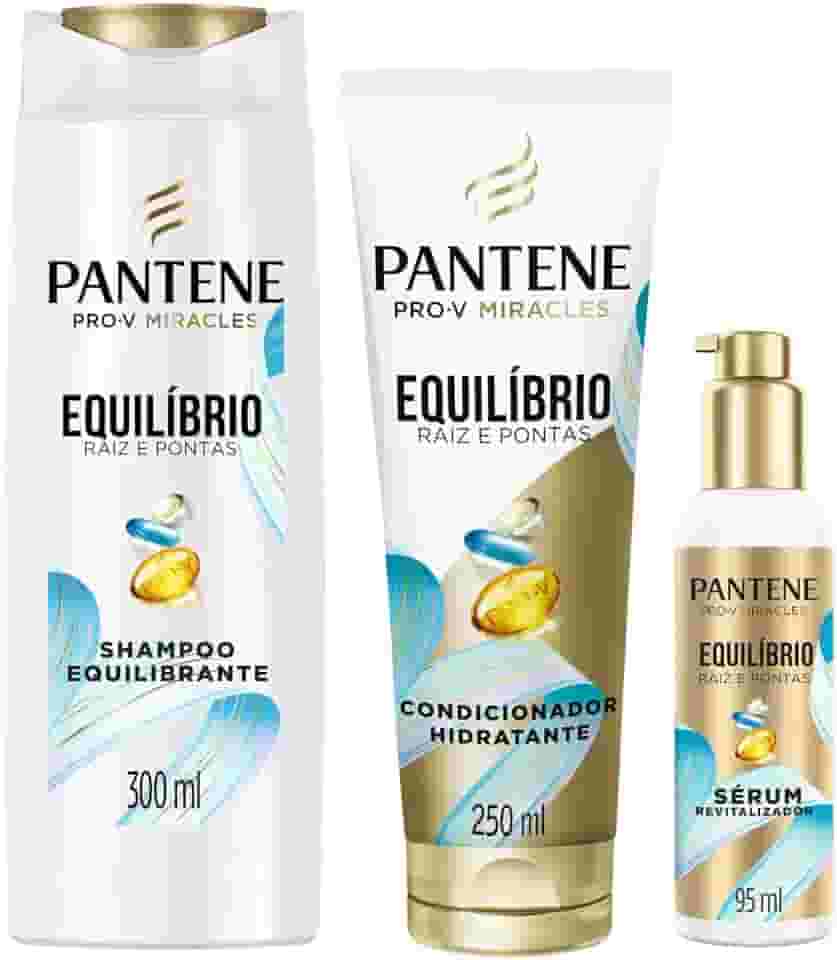 Pantene Kit PRO-V Miracles Equilíbrio Raiz e Pontas com Shampoo para cabelos mistos 300 ml, Condicionador Hidratante para pontas ressecadas 250 ml, e o Sérum revitalizador 95 ml