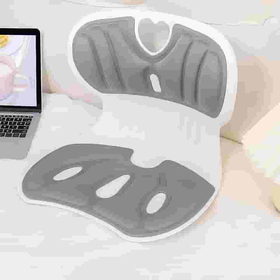Assento Ergonômico para Cadeira com Apoio Lombar e Alívio de Dor no Cóccix, Almofada Ortopédica para Postura Correta, Espuma Premium de Alta Densidade, Uso em Escritório, Casa ou Carro (Cinza)