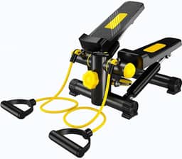 Mini Stepper Aeróbico Portátil, Simulador de Caminhada, Exercitador de Pernas com Pedais Antiderrapantes, Preto e Amarelo, Equipamento de Ginástica para Casa