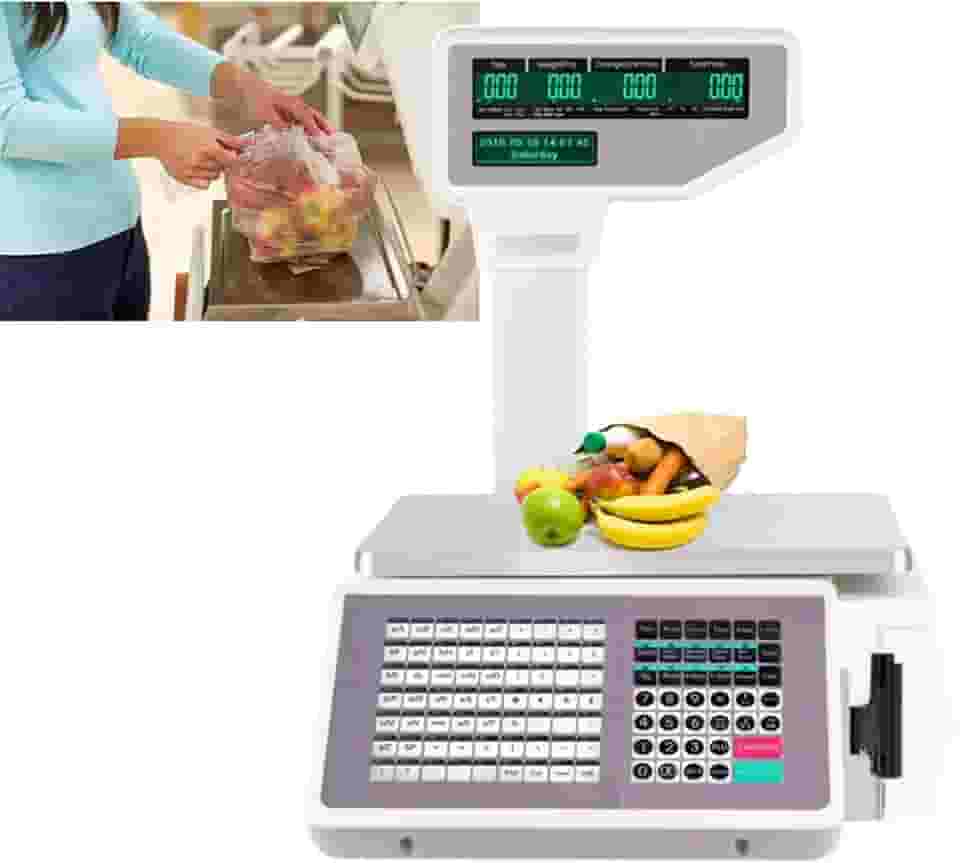 BalançA Com Impressora Integrada, BalançA Comercial Digital De PreçOs, BalançA EletrôNica Para Caixa Registradora De Frutas De Supermercado Com Impressora De Etiquetas, Capacidade De 30 Kg