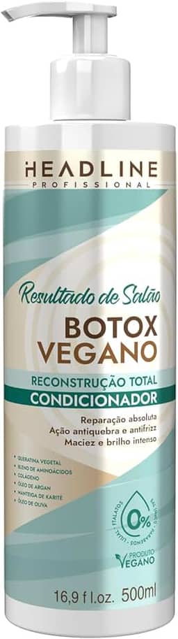 Condicionador Botox Vegano - Reconstrói, Fortalece e Realinha - HEADLINE Resultado de Salão - 500ml