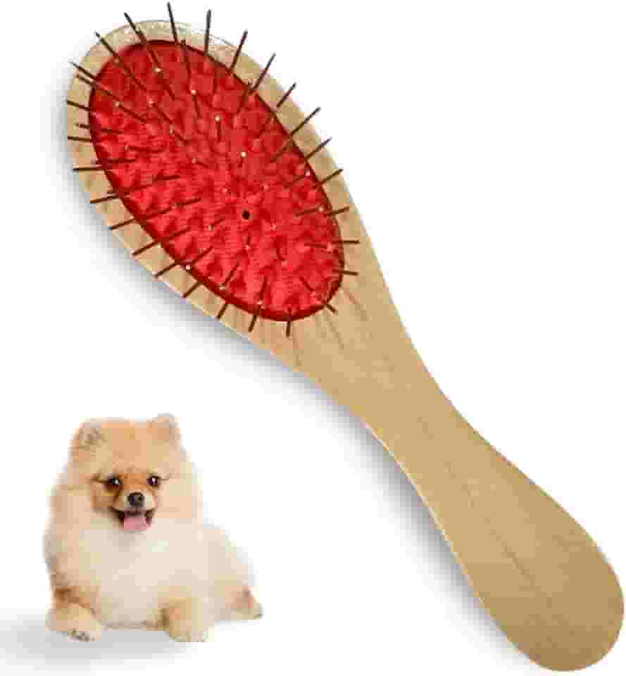 Escova Para Pet Sem Bolinha Pente Madeira Spitz Alemão Anão E Lulu Da Pomerania Lhasa
