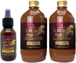 Glammour Cresce Mais, Kit Profissional para Crescimento Capilar, Shampoo 500ml + Máscara 500ml + Tônico 100ml, com Pantenol