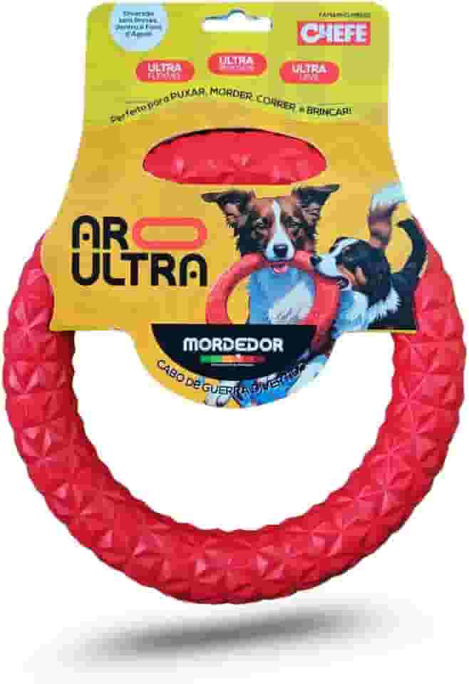 CHEFE Mordedor ARO Ultra, Brinquedo para Cães, Ultra Resistente e Flexível, Tamanho Médio, Vermelho (médio)