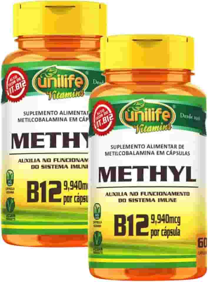 Kit 2 Vitamina B12 Metilcobalamina Alto Teor 9,940mcg 60 Cápsulas Vegano Unilife